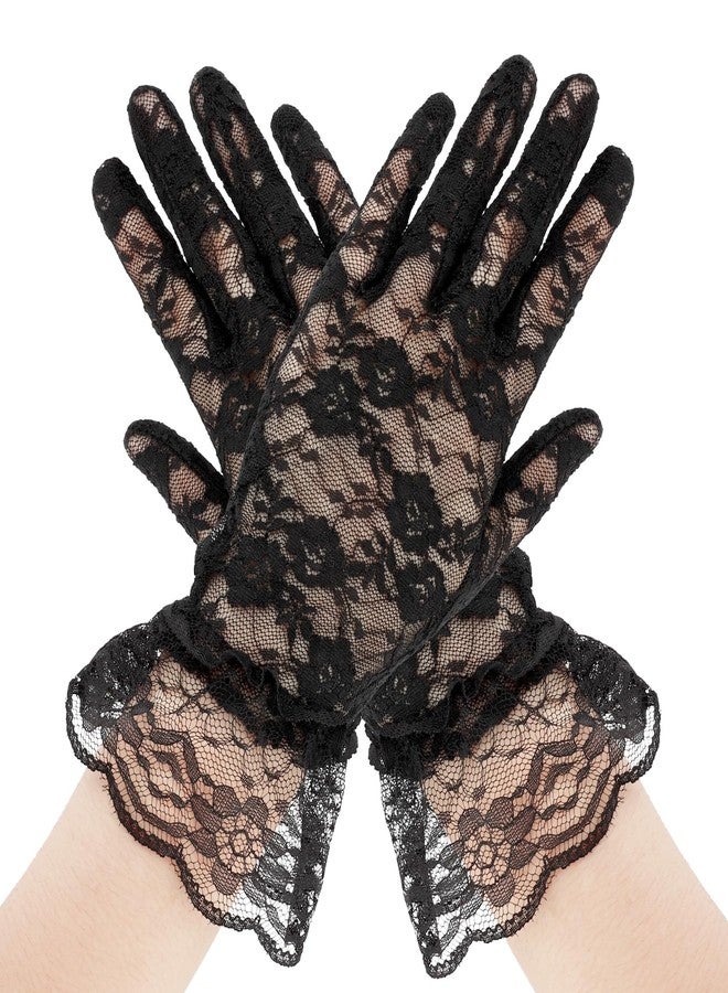 Xioabre Black Lace Gloves for Halloween, Opera & Tea Party - Women's Fashion Masquerade Gloves - Image 1